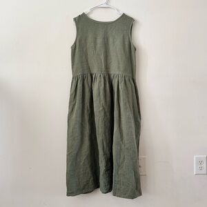 Menique Women’s Linen Shift Dress NWT Olive Green Dress